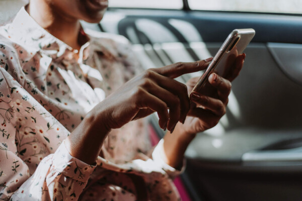 Woman looking at smartphone