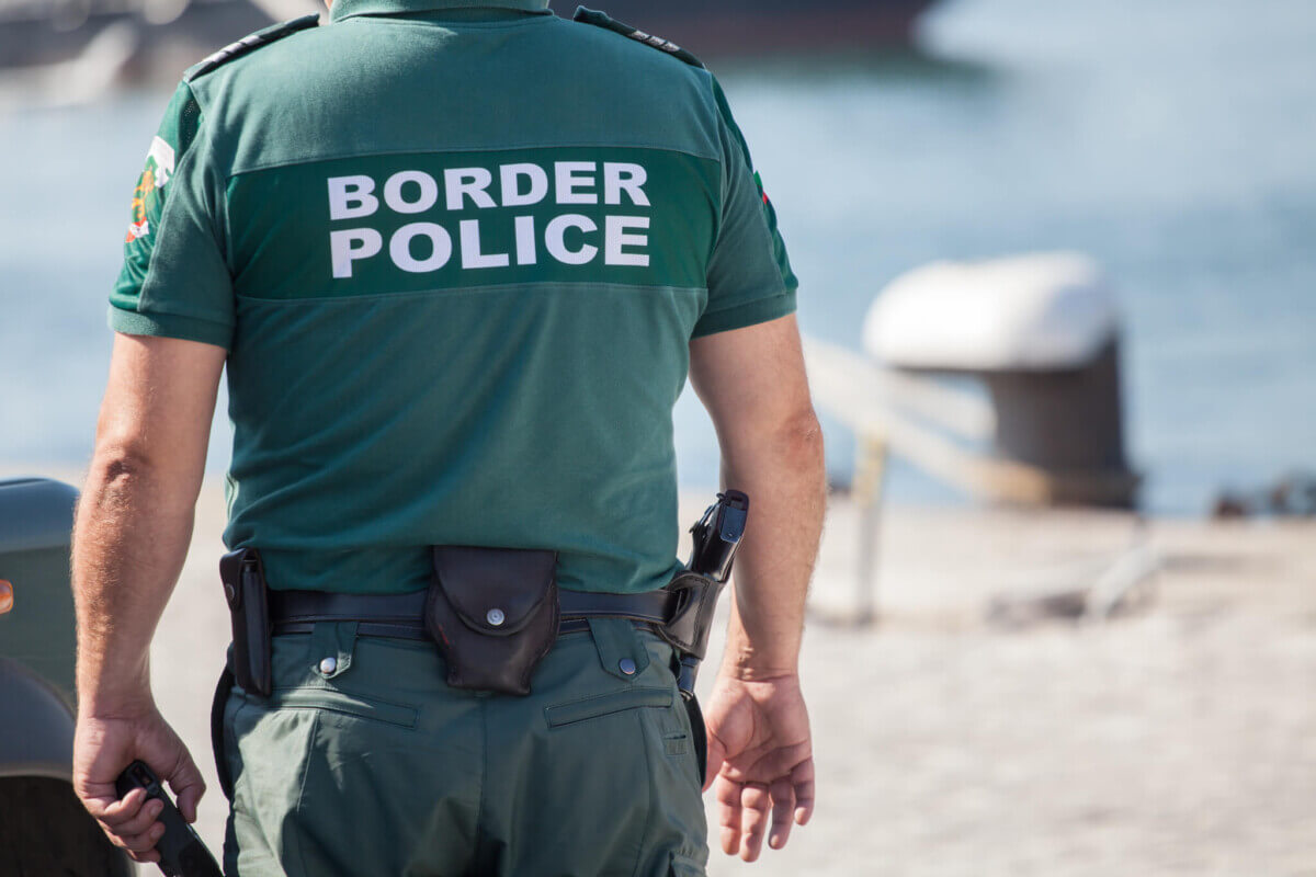 Closeup of a border police officer