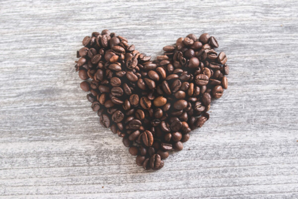 Coffee beans shaped as a heart