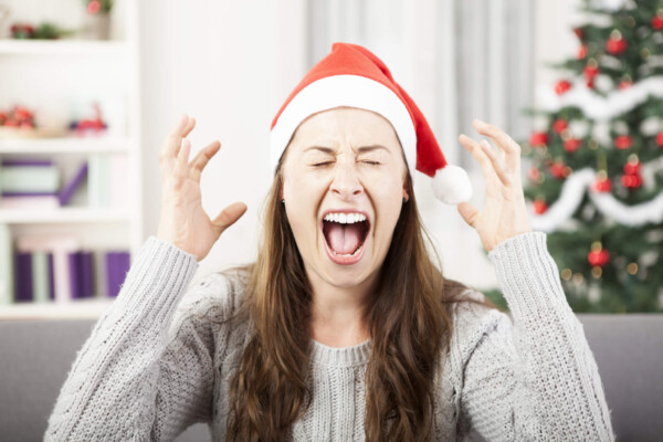 Woman stressed on Christmas