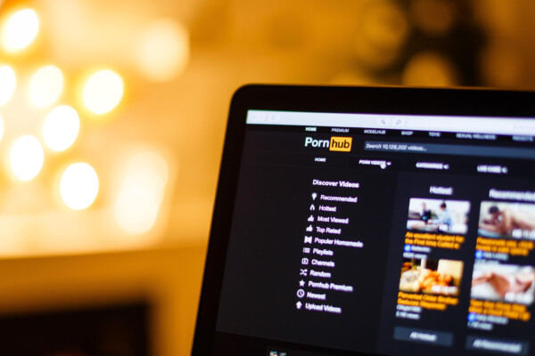 PornHub - screen shot of porn on computer