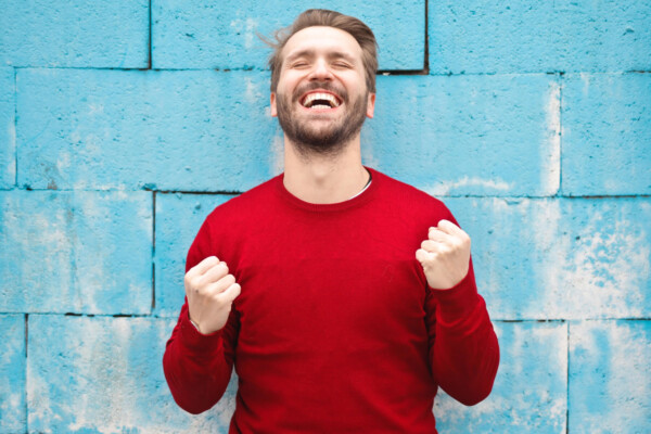 Happy, excited man with beard