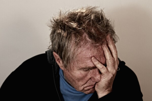 Sad, depressed or stressed older man