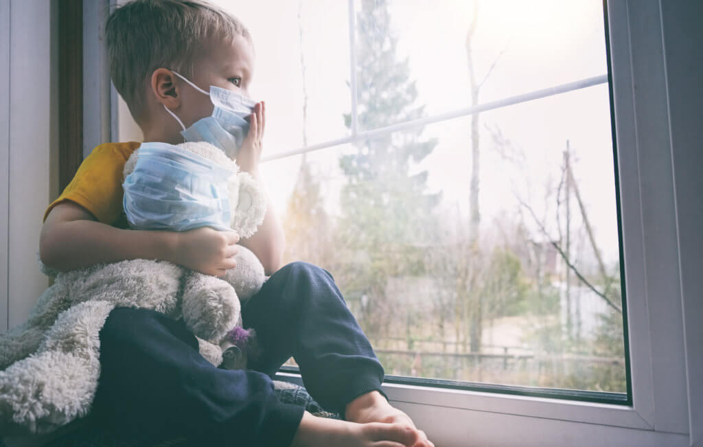 Child wearing mask during coronavirus pandemic