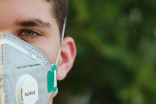 Coronavirus protection: Man wearing N95 mask