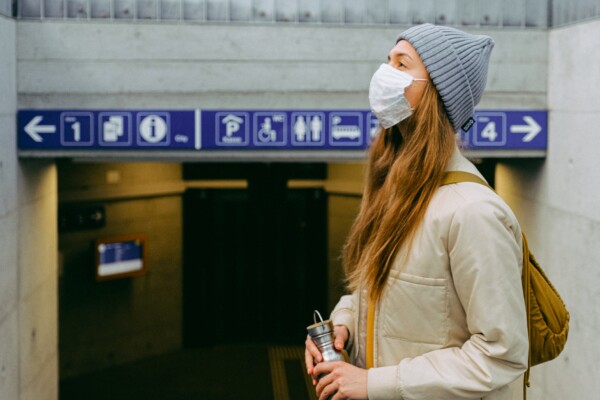 Woman wearing face mask during coronavirus pandemic