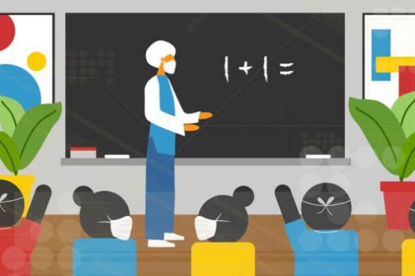 School classroom in the age of coronavirus / COVID-19