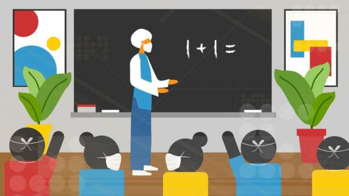 School classroom in the age of coronavirus / COVID-19
