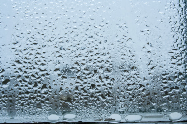 Water vapor or rain drops on window
