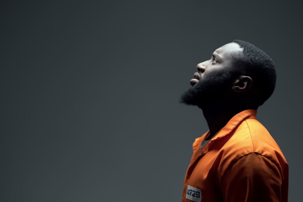 African American man in prison