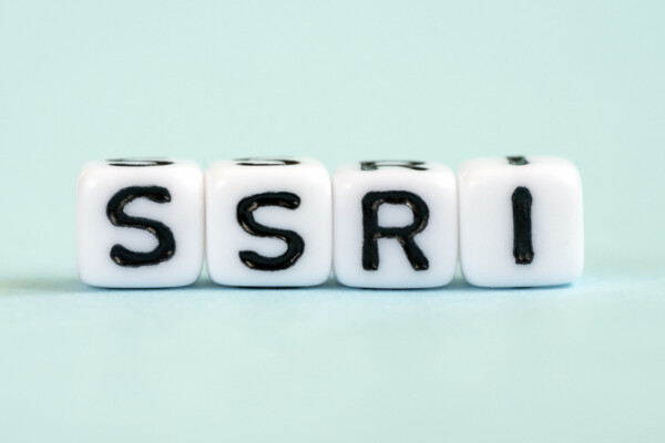 SSRI - selective serotonin reuptake inhibitors, inscription on blocks