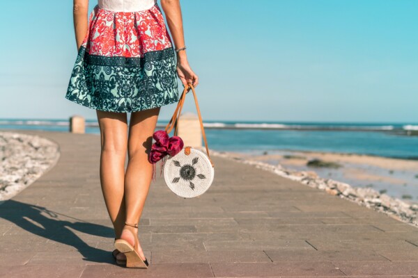 Woman wearing mini skirt