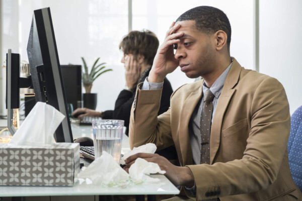 Man working while sick