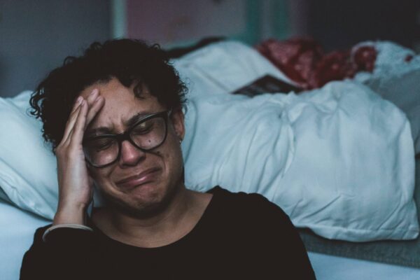 Sad woman crying, battling depression
