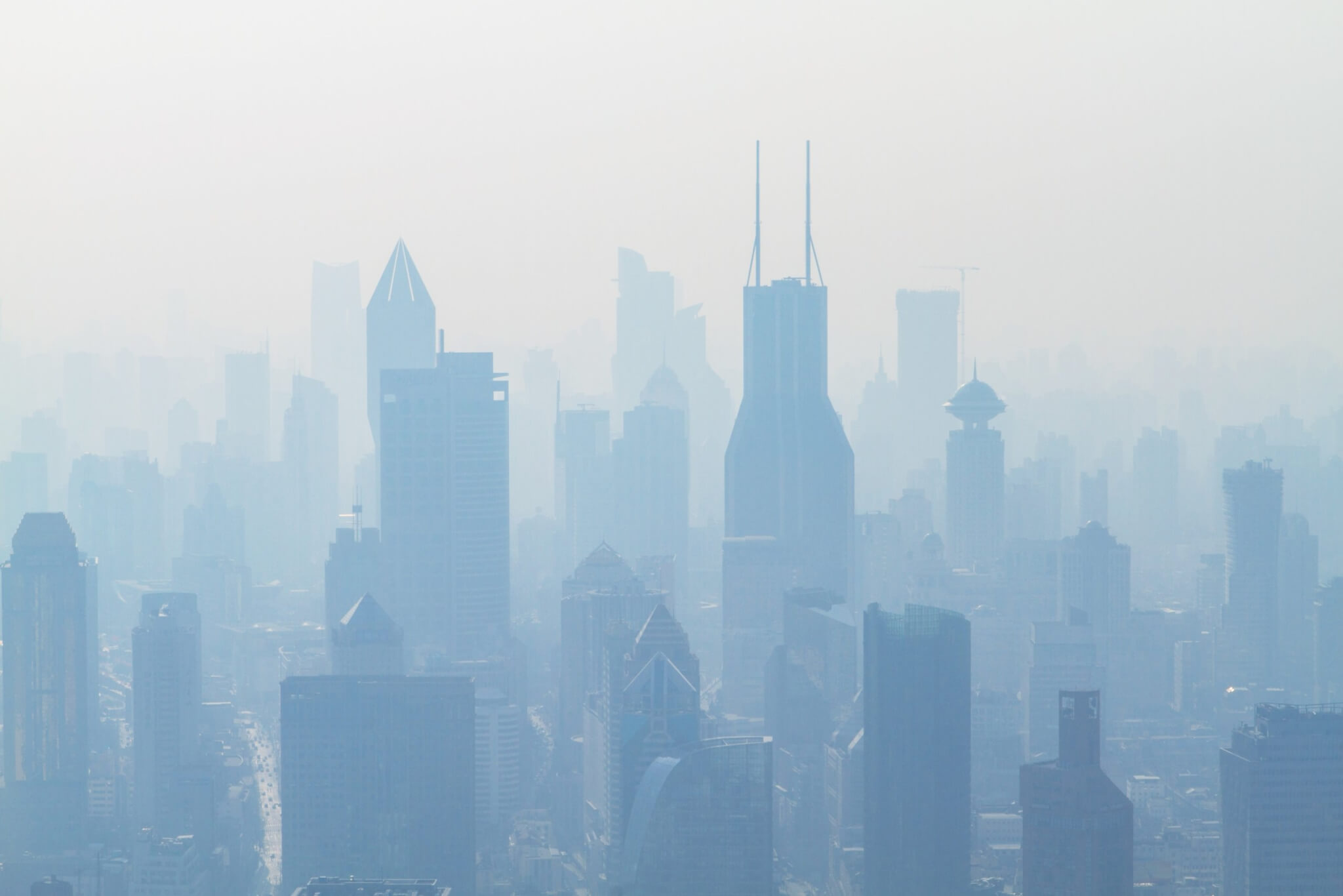 Smog over Shanghai, China