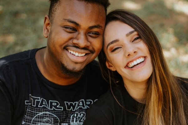 Couple smiling