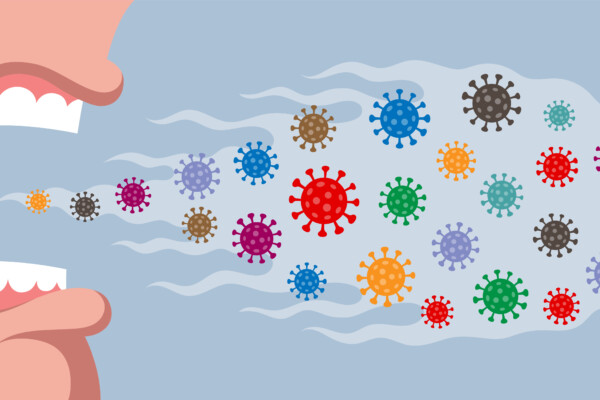 Coronavirus droplets coming out of mouth