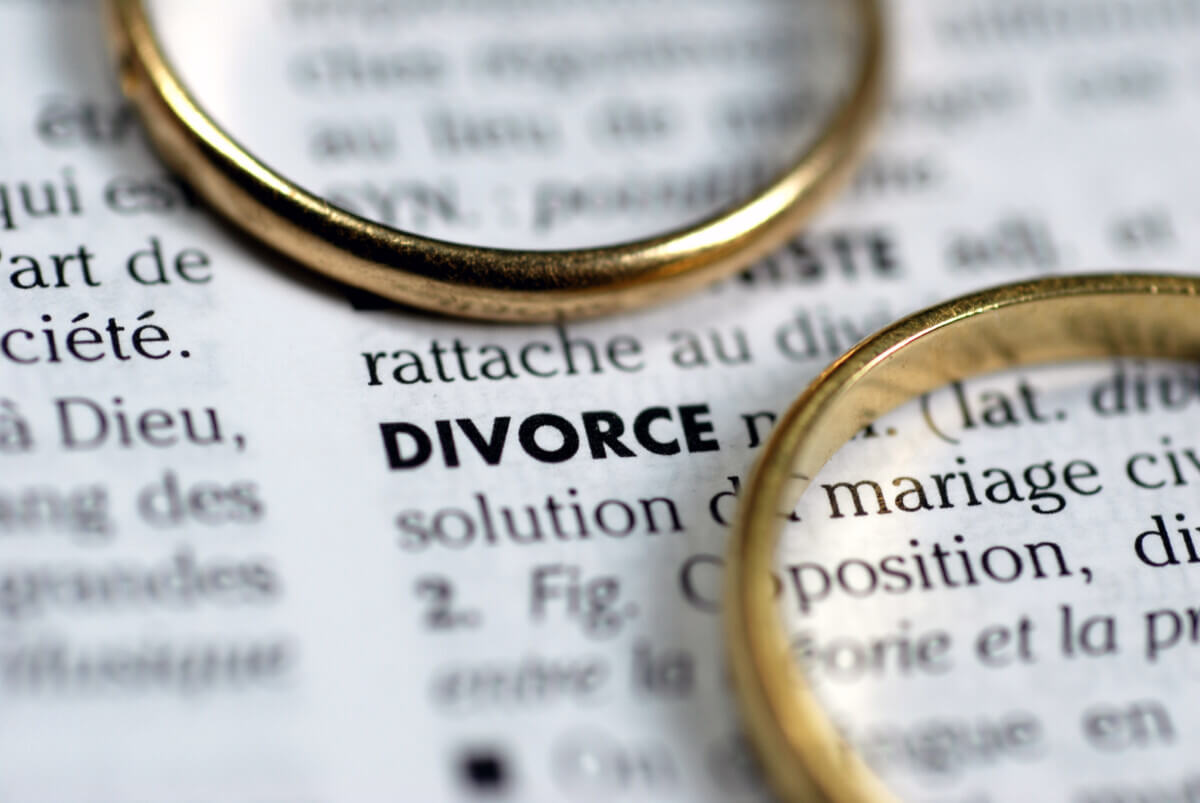 Divorce definition with wedding rings