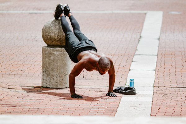 Man exercising, doing pushups