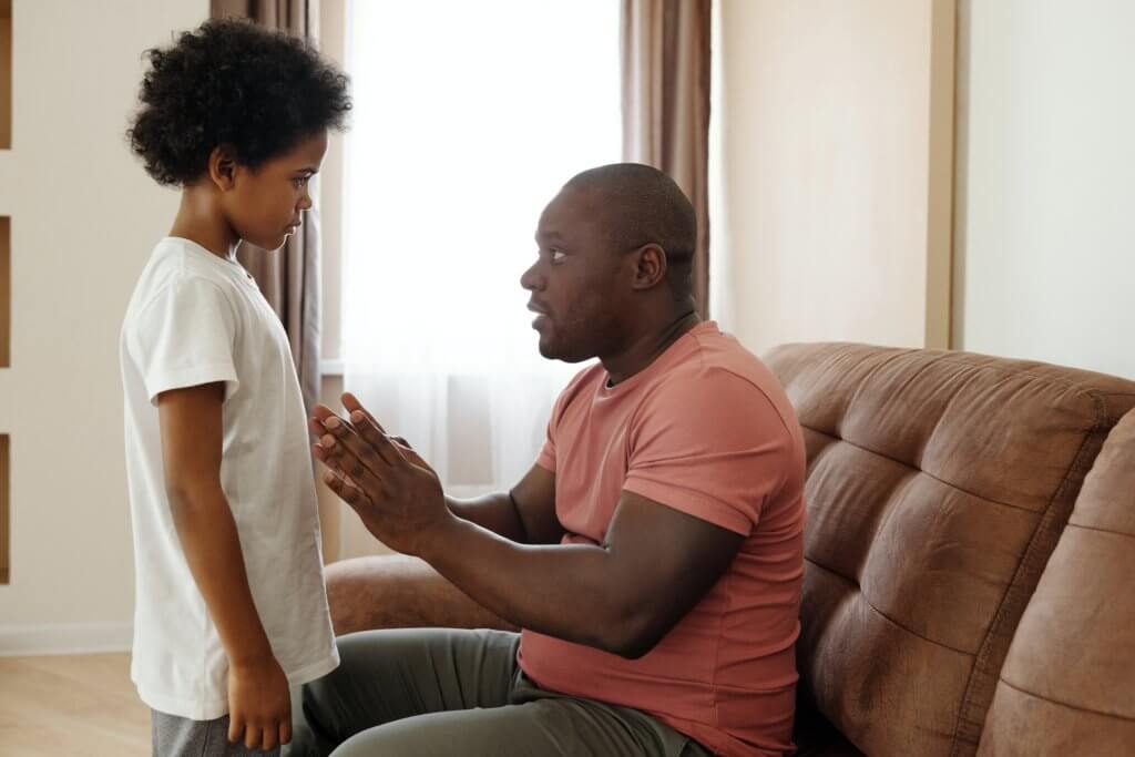 Father talking to child