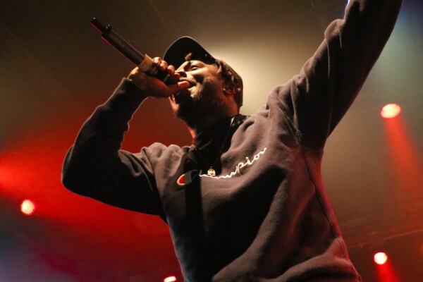 Rapper on stage at concert