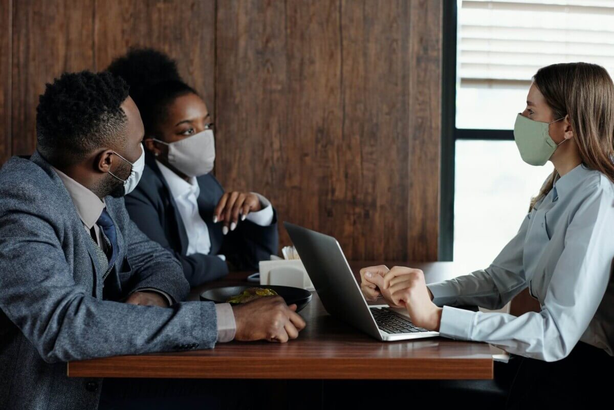 People wearing surgical face masks
