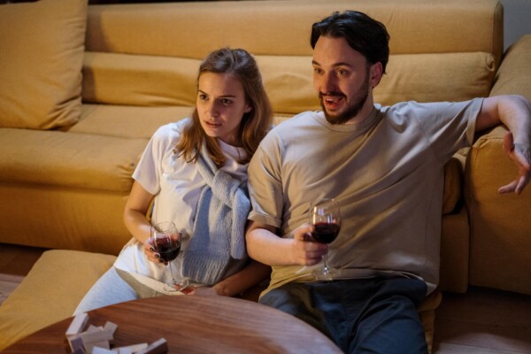 Drinking wine while watching television