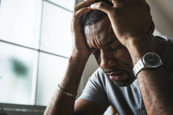 Man upset, stressed out, depressed