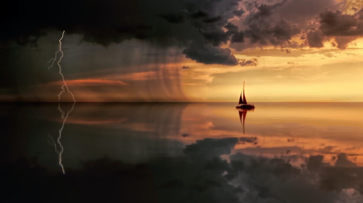 Tropical storm at sea