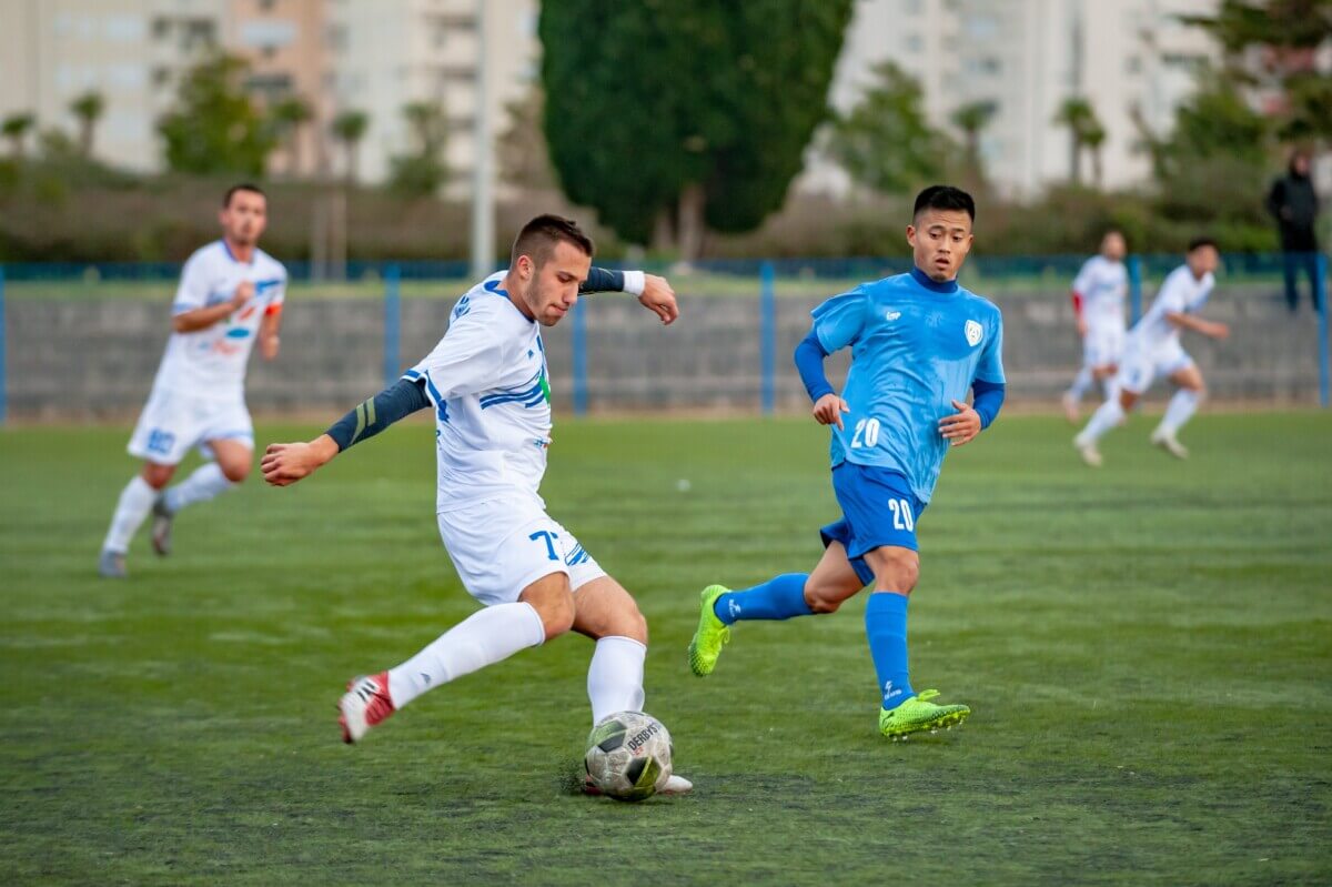 playing soccer
