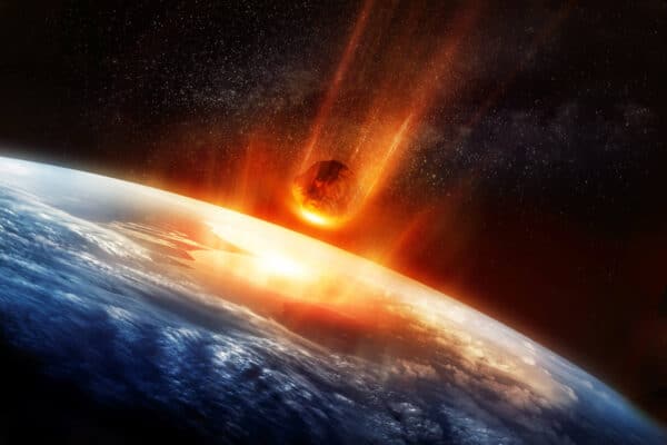 Asteroid striking Earth