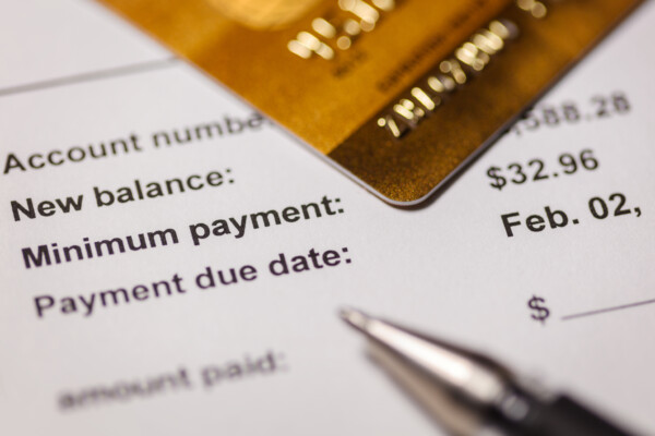 Credit card bill showing minimum payment