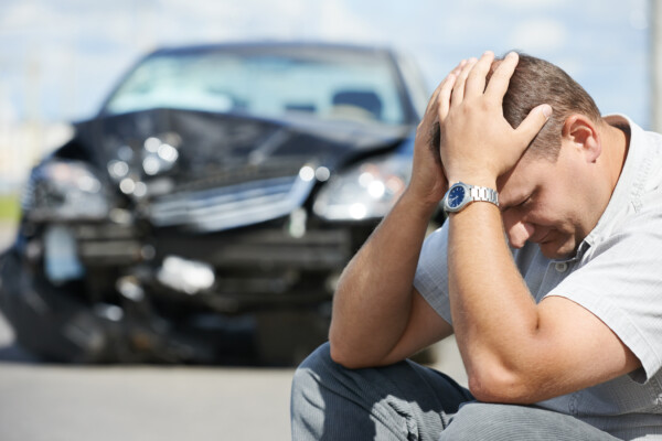 Man upset after getting into car accident