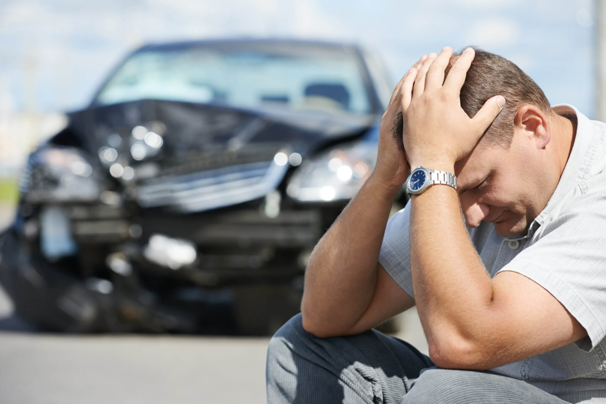 Man upset after getting into car accident