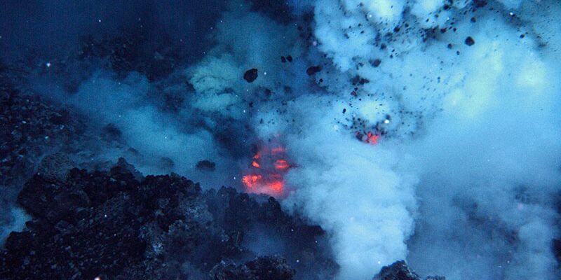 Underwater volcano eruption