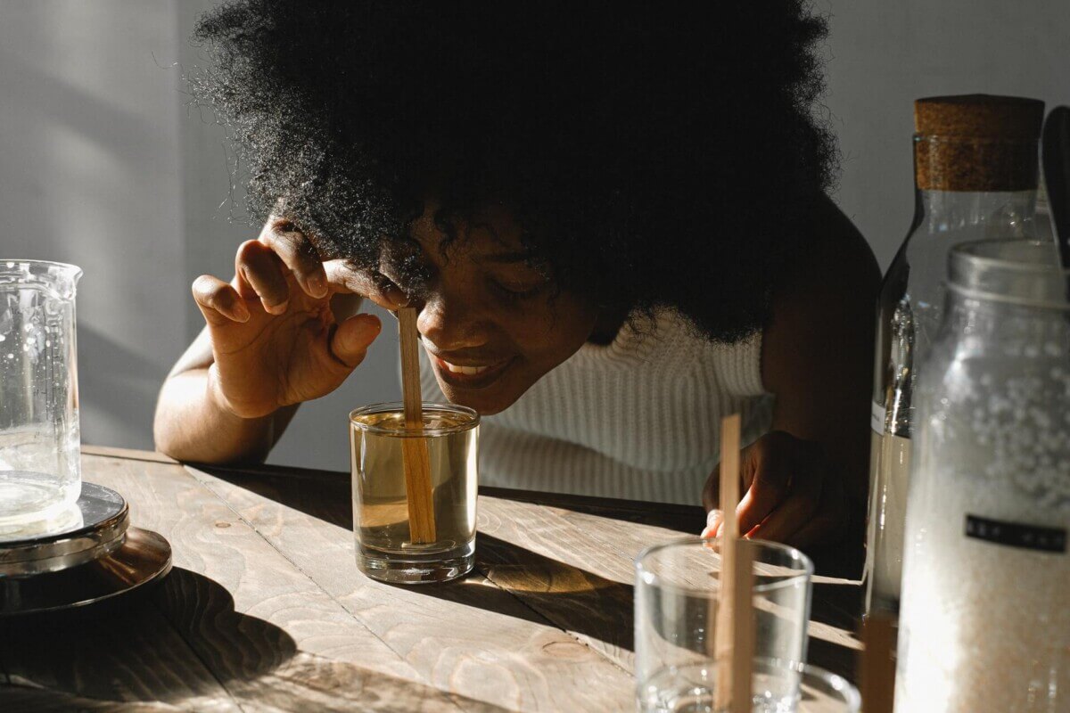 woman smelling