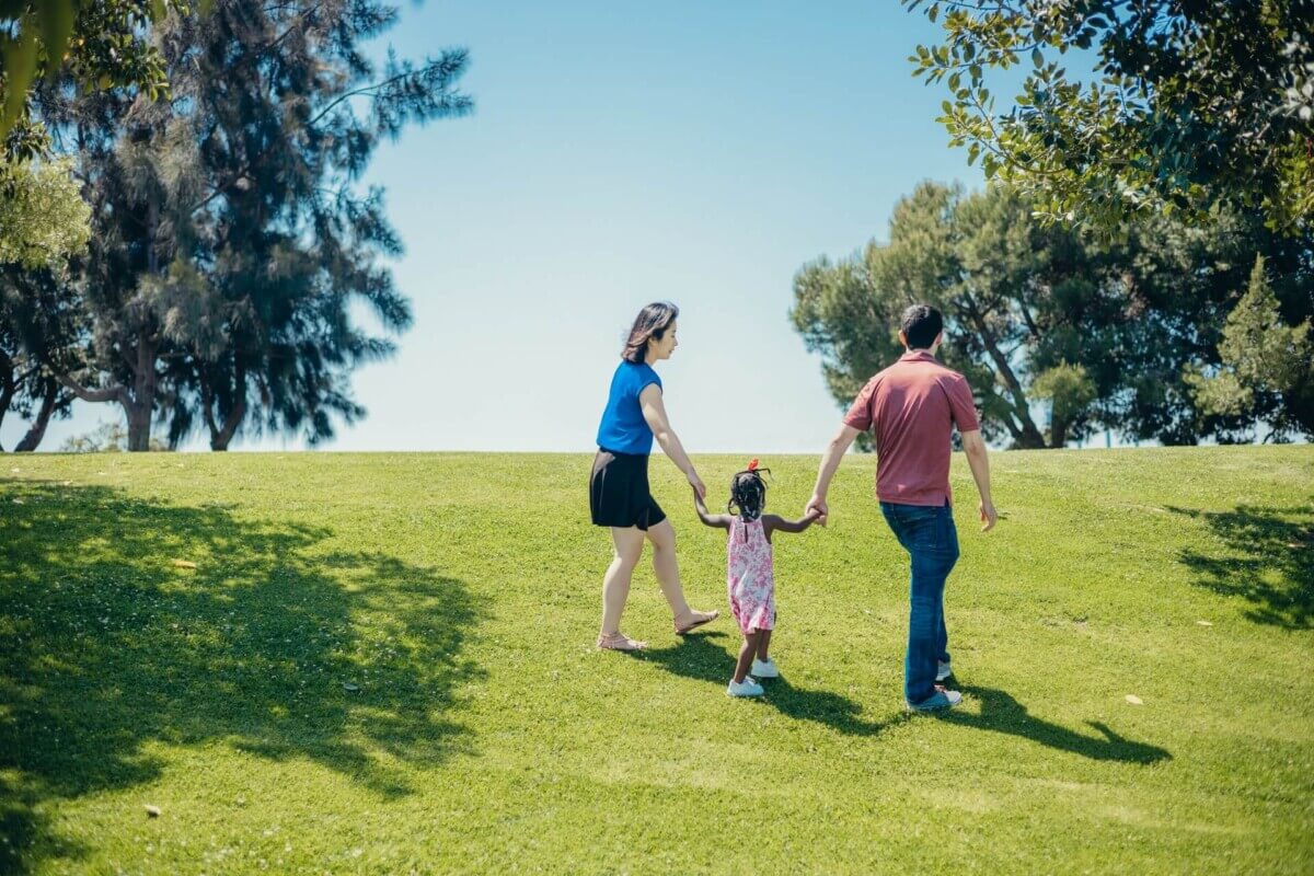 family walking