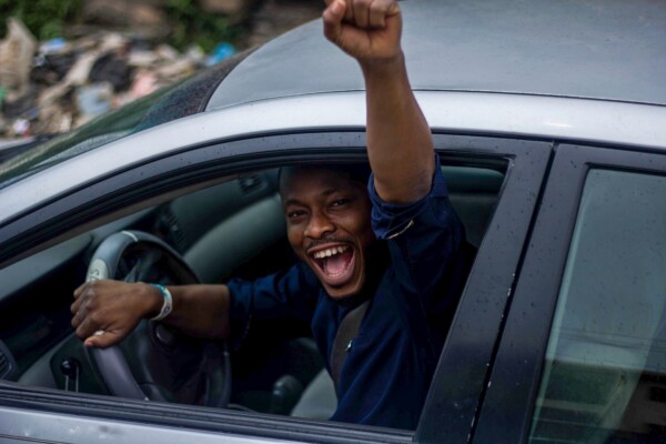 Man driving car