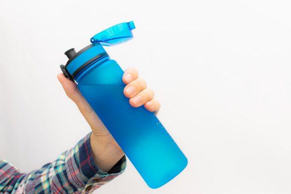 Reusable plastic water bottle