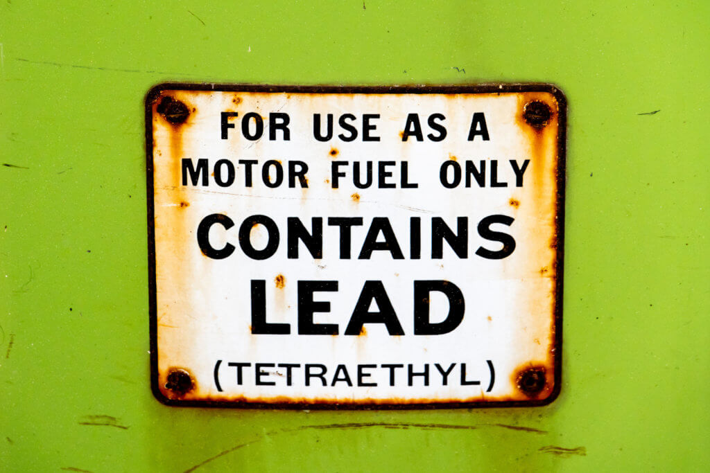 Leaded gasoline sign