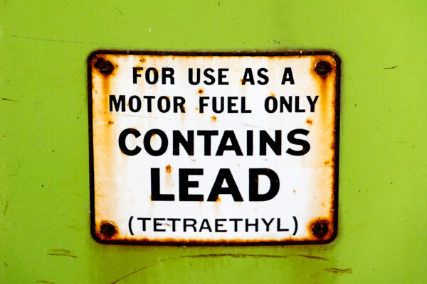 Leaded gasoline sign