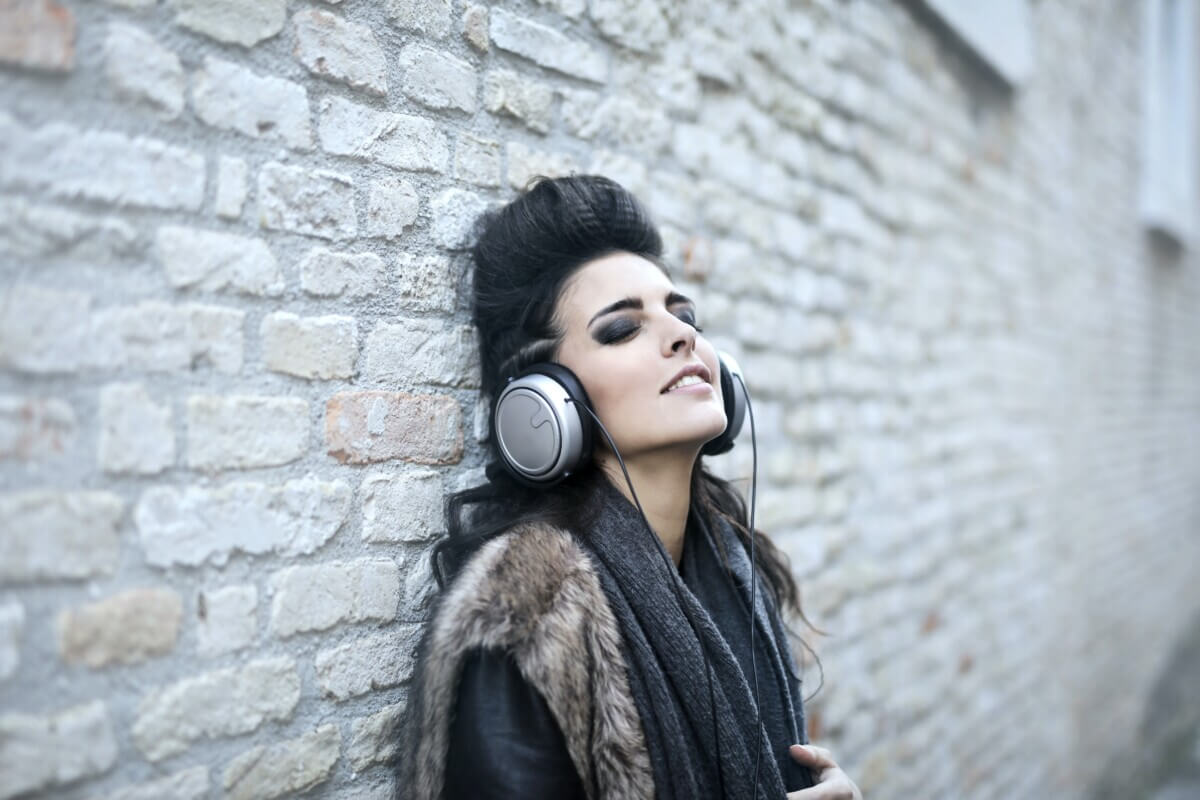 woman listening music