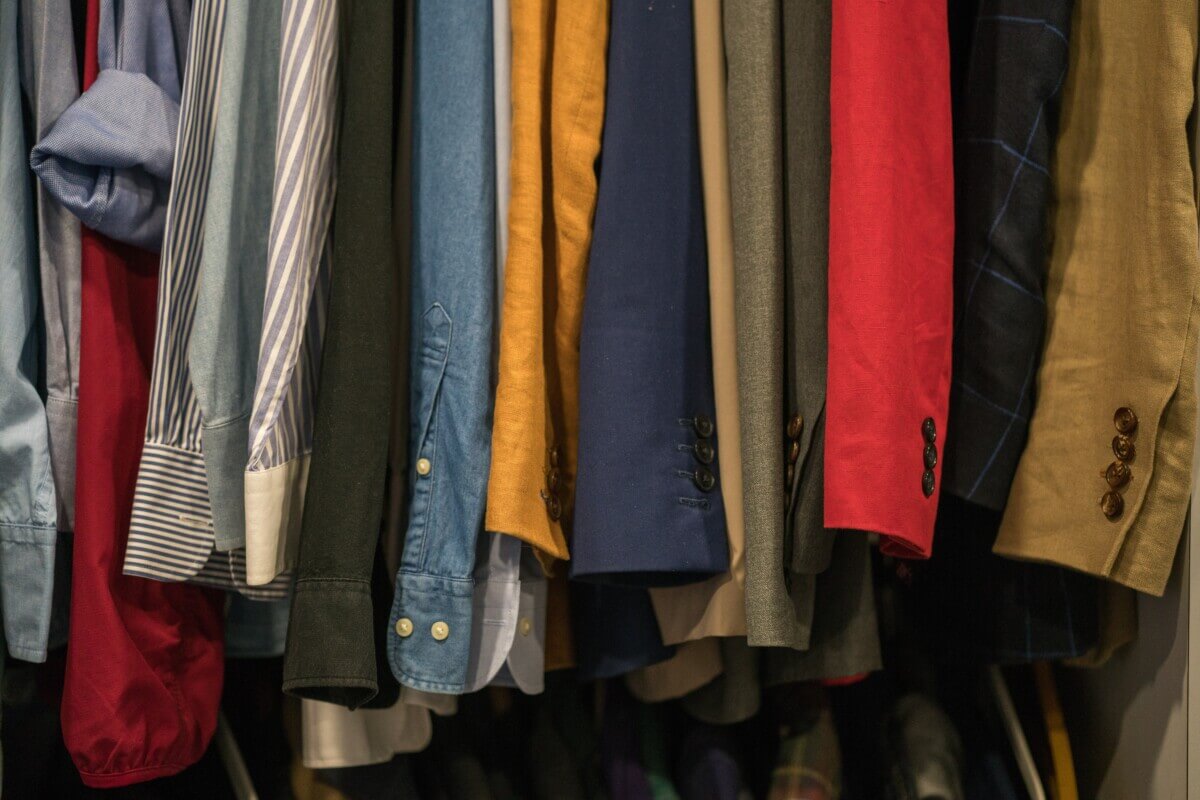 Clothes hanging in closet