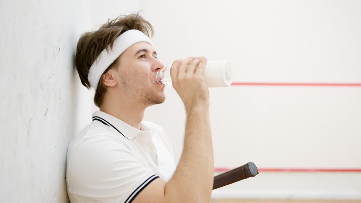 man drinking milk