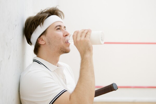 man drinking milk