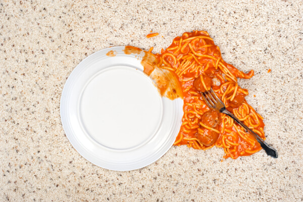 Food spilled on floor
