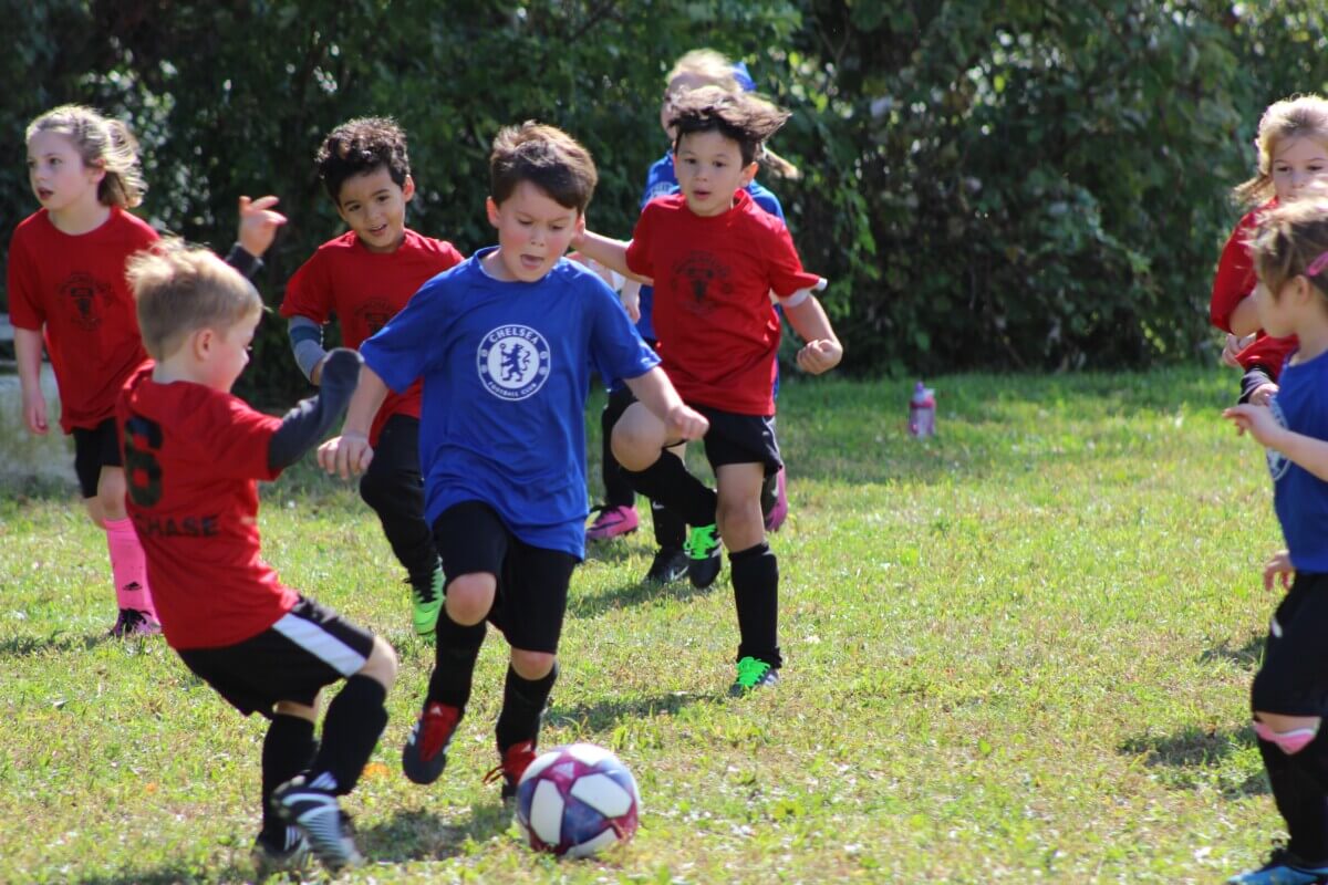 children playing soccer