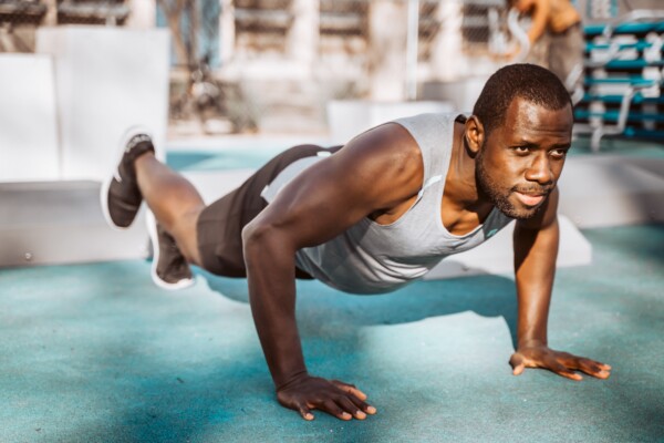 Man working out, doing push-ups