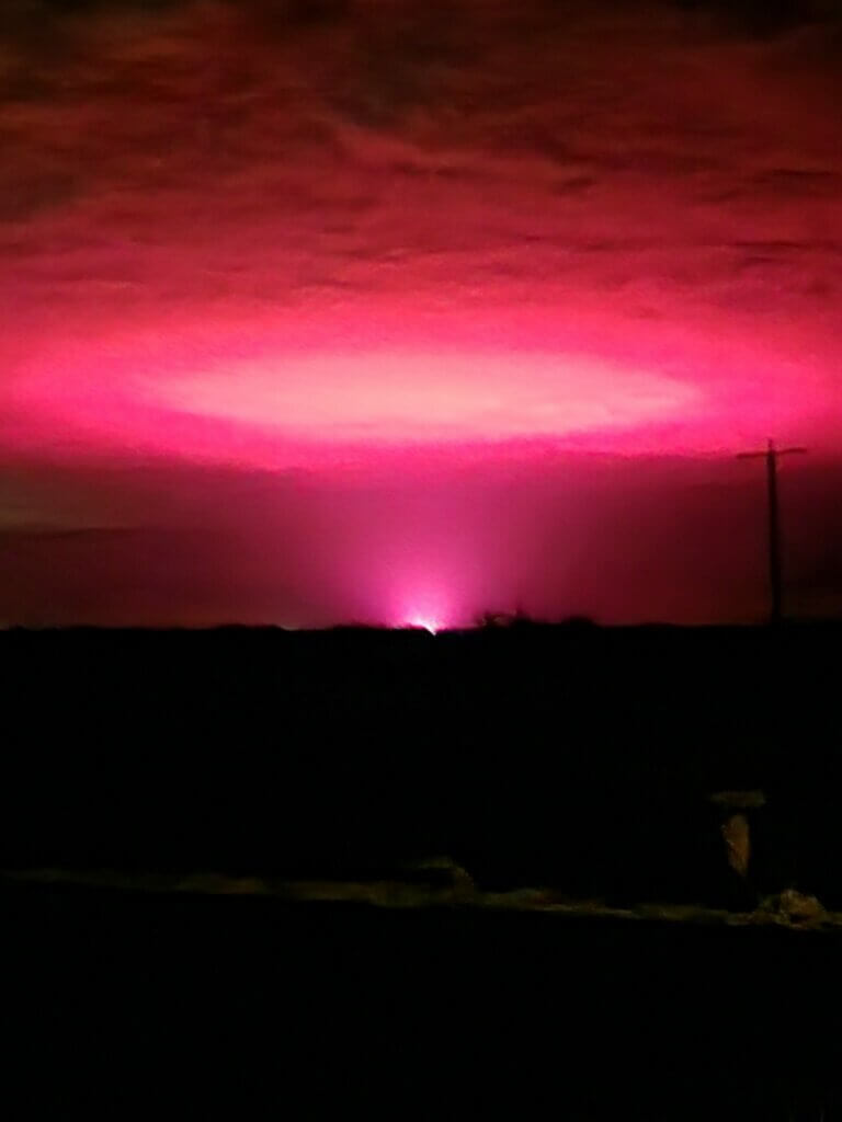 Pink sky over Australia.