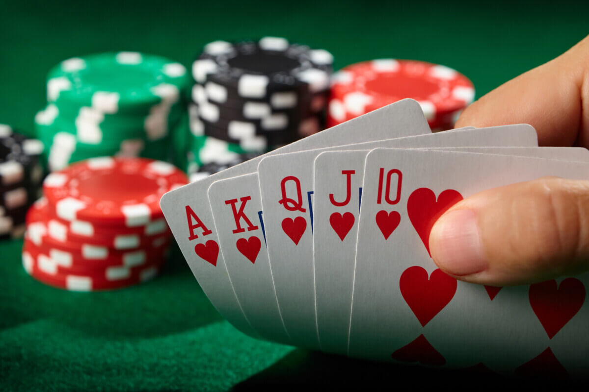 Royal flush in poker game